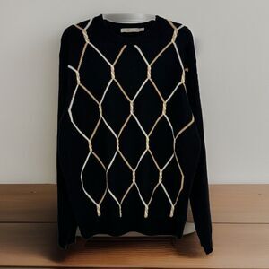 Raffi Men's Cashmere Crew Neck Long Sleeve Sweater Size XL/54 Luxury Rope Design